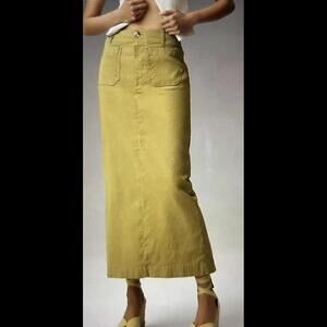 NWT Revolve Line and Dot Maxi Skirt Olive Cotton Blend Small